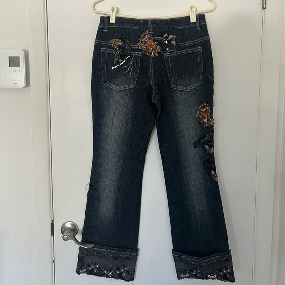 Y2K embroidered dark wash jeans - Picture 3 of 8